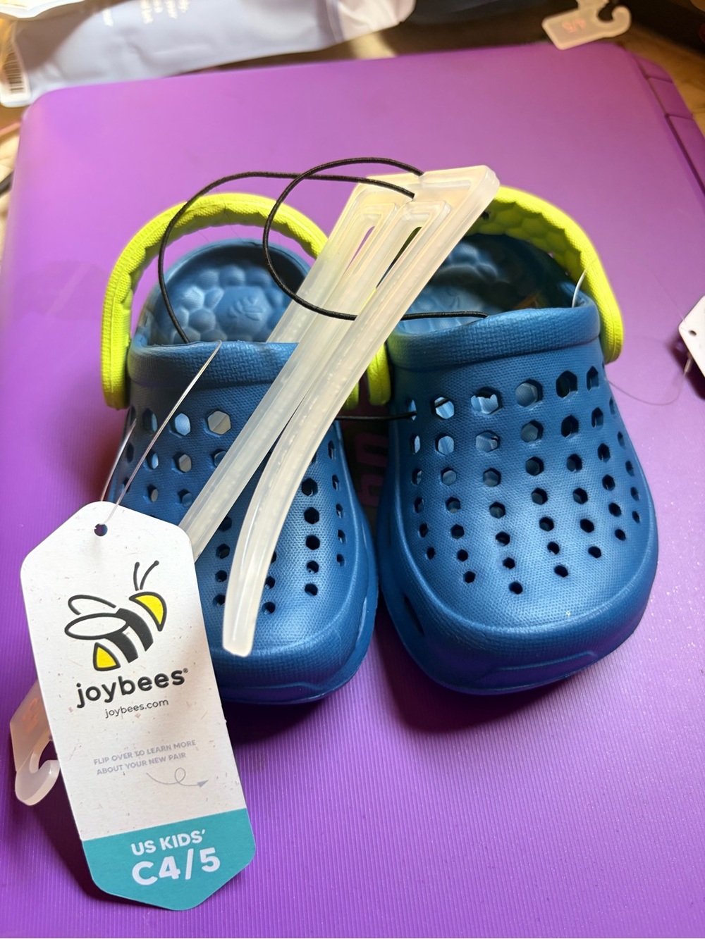 Joybees Kids' Blue Water Clogs with Yellow Heel Strap